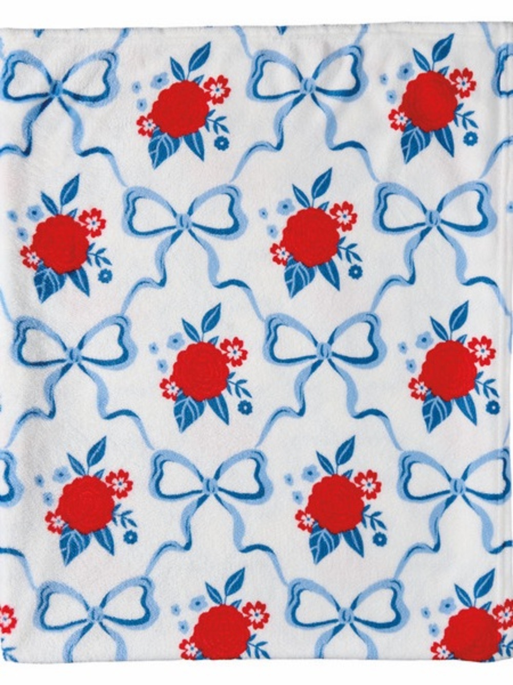 Kirkton House Blue bows and Roses Plush Blanket